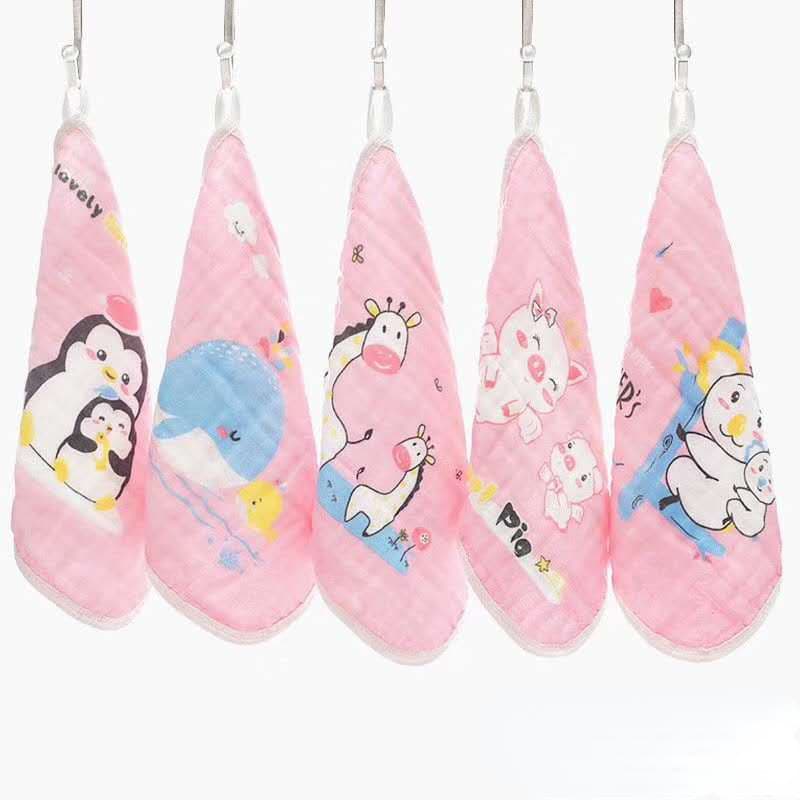 Oldlaiben ผ้าเช็ดหน้าเด็ก 1 กล่อง 5 ชิ้น ผ้าฝ้าย100% ผ้าเช็ดเอนกประสงค์ ไม่ระคายเคืองผิว รูปที่ 5