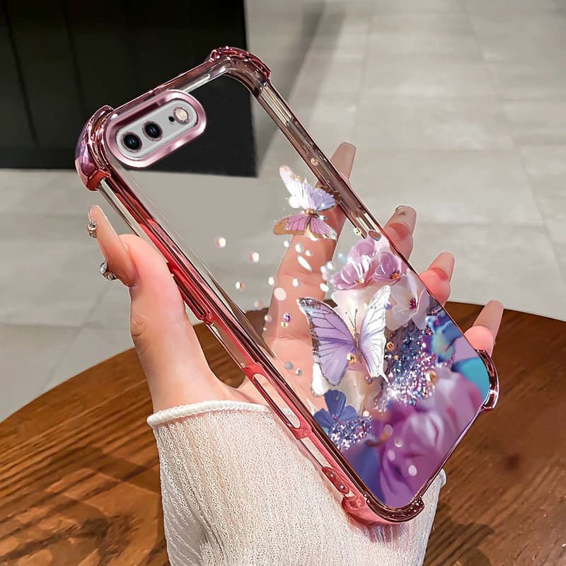 กันกระแทก Case สําหรับ iPhone 6 6s 7 8 plus เคสโทรศัพท์ TPU 2025 ออกแบบใหม่ผีเสื้อดอกไม้อุปกรณ์เสริมฝาครอบ SZ28 รูปที่ 1