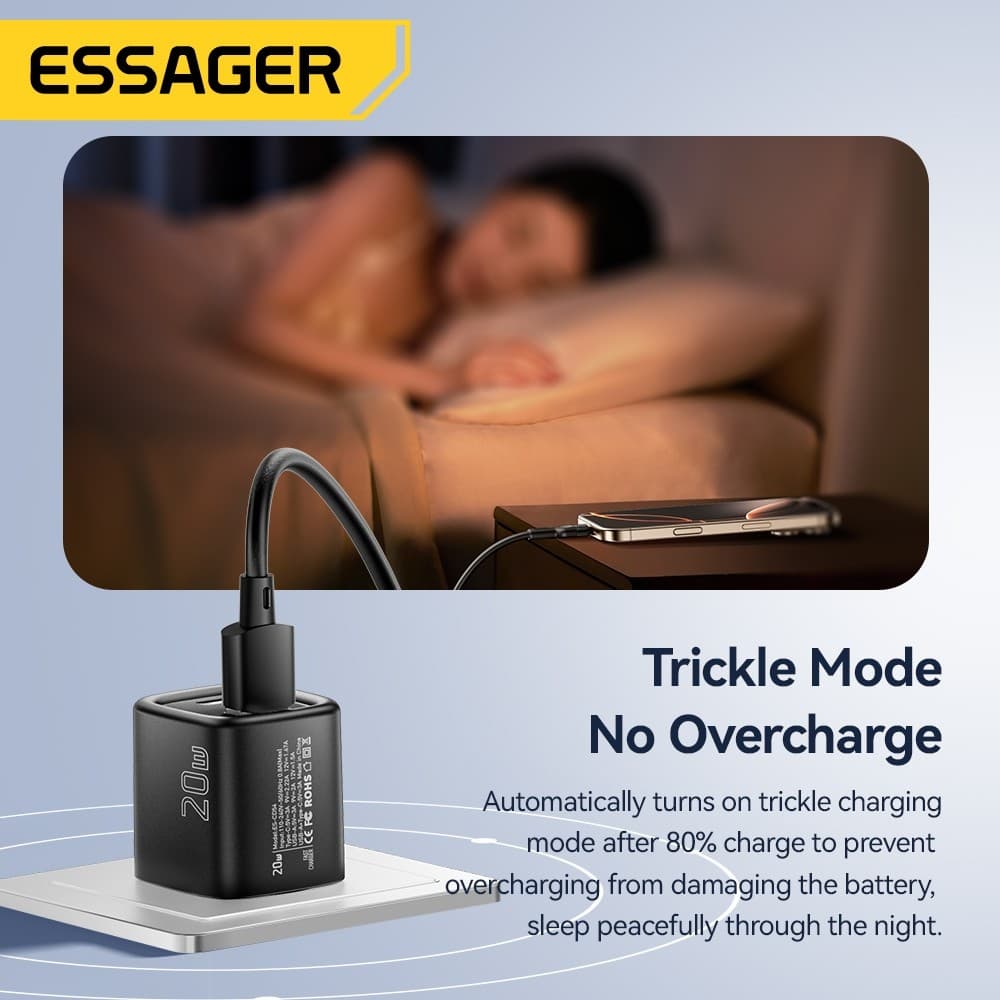 Essager PD 20W USB C + Type C Charger Fast Charging Quick Chargers Wall Plug Adapter รูปที่ 7