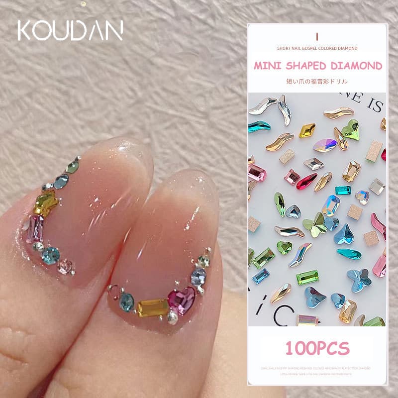 เล็บตกแต่งเล็บเพชร DIY สติ๊กเกอร์ติดเล็บ Rhinestone คริสตัล Mini ขนาดด้านล่างแบน 100 ชิ้น KOUDAN รูปที่ 1