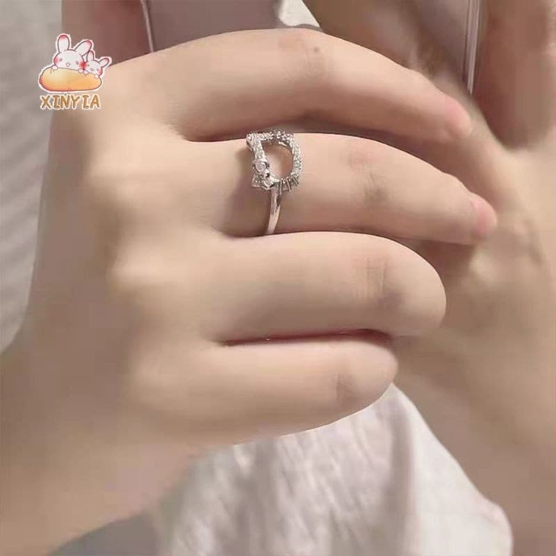 แหวนkittyแหวนมือแมวฝังเพชรINSสไตล์ญี่ปุ่นหวานน่ารักแหวนนิ้วผู้หญิงทุกวันสวมใส่ไม่ซีดจาง.xinyia.th รูปที่ 4
