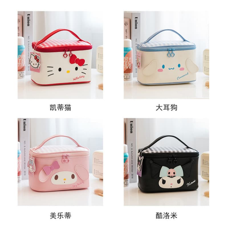 Hello Kitty Sanrio กระเป๋าเครื่องสําอางการ์ตูน PU กันน้ํา ล้างทําความสะอาดได้ Kuromi Multi-function กระเป๋าถือ รูปที่ 9