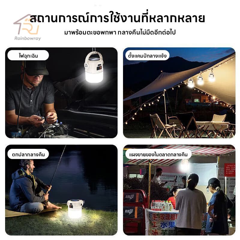 พลังงานแสงอาทิตย์ ไฟแคมป์ปิ้ง Solar Light ไฟเต็นท์ LED มัลติฟังก์ชัน สามารถปรับได้4โหมด กันน้ำType-C รูปที่ 3