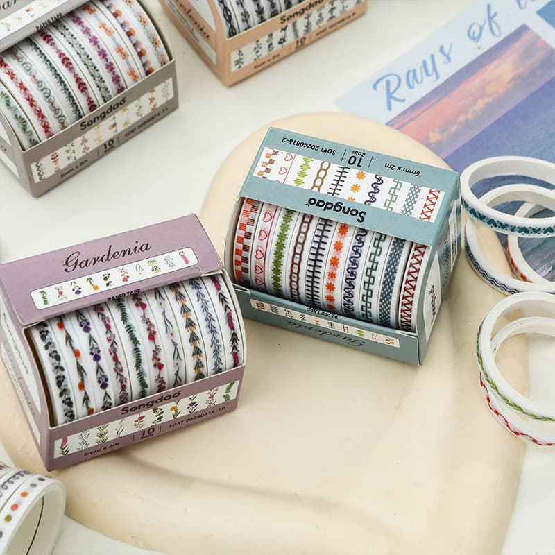 10 ม้วนกระชับ Grandenia Series เทปสติกเกอร์ตกแต่ง DIY วัสดุ Masking Tapes รูปที่ 5