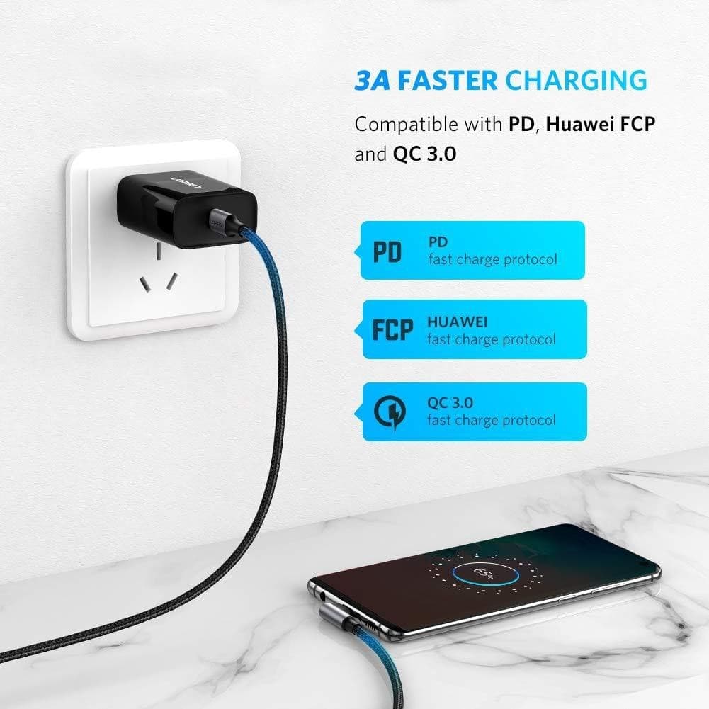UGREEN สายชาร์จ Type C USB C 3A Fast Charge 90Degree Angled for โทรศัพท์มือถือ notebook รุ่น US255 รูปที่ 5