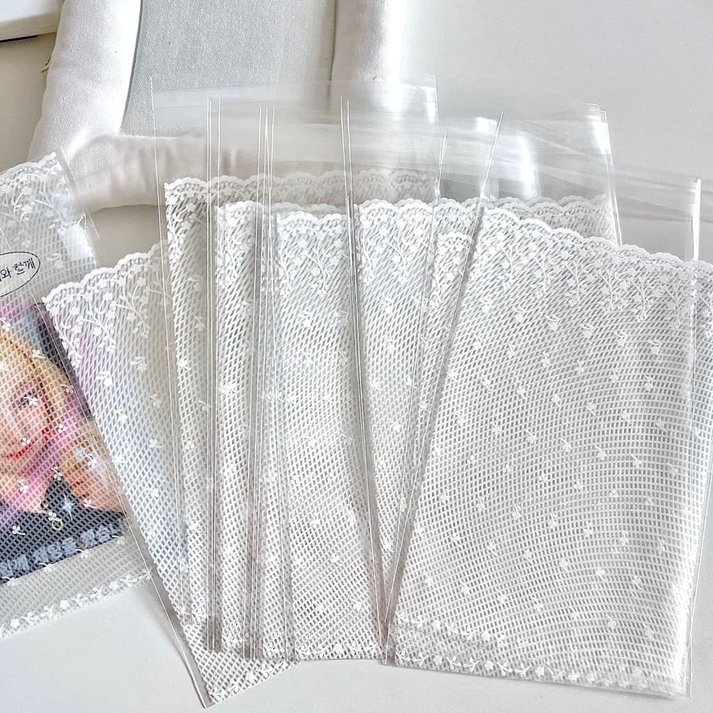 Ins ลูกไม้สีขาวถุงปิดผนึก Toploader Sleeves Photocard Self-กาวถุงบรรจุภัณฑ์วัสดุ รูปที่ 5