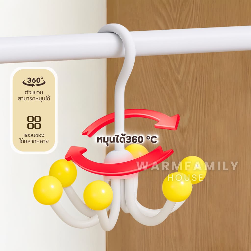ตะขอหมุนได้ 360°C ที่แขวนของอเนกประสงค์ ที่วางของ ไม้แขวนผ้า ที่แขวนกระเป๋า ตะขอแปะผนัง ตะขออเนกประสงค์ ติดผนัง รูปที่ 4