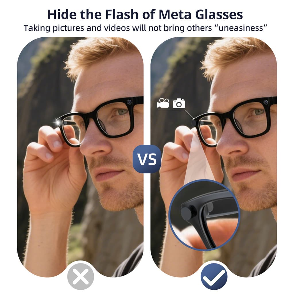 2PCS Pack LED Light Blocking สําหรับ Ray-Ban Meta Way-farer/Skyler/Headliner แว่นตาอุปกรณ์เสริมวันที่และ Night รูปที่ 4