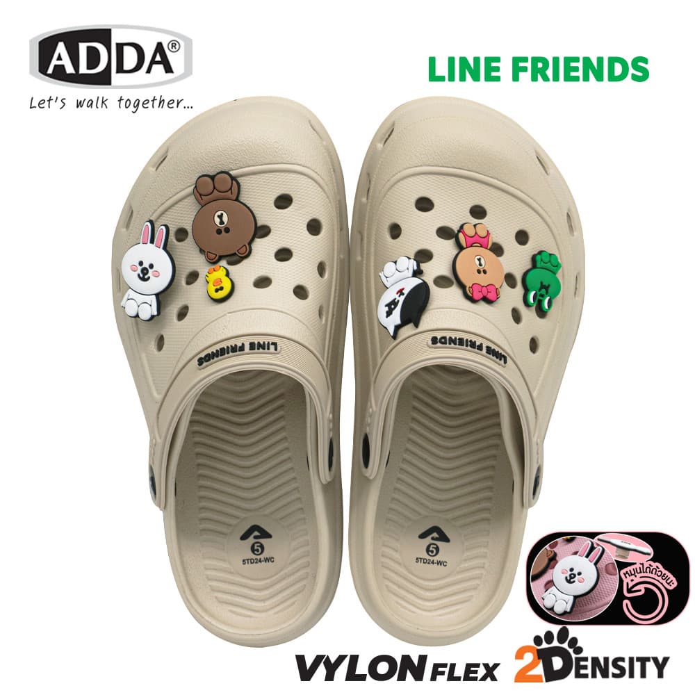 ADDA 2Density LINE FRIENDS รุ่น 5TD24-WC รองเท้าหัวโต รัดส้น ลายการ์ตูนน่ารัก ไซส์ 4-6 รูปที่ 6