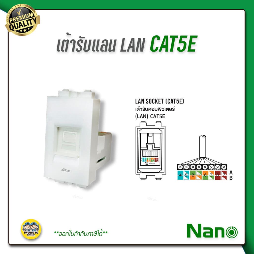 NANO เต้ารับแลน lan CAT5E / CAT6 NN-LAN5 สีขาว/ดำ แลน รูปที่ 8