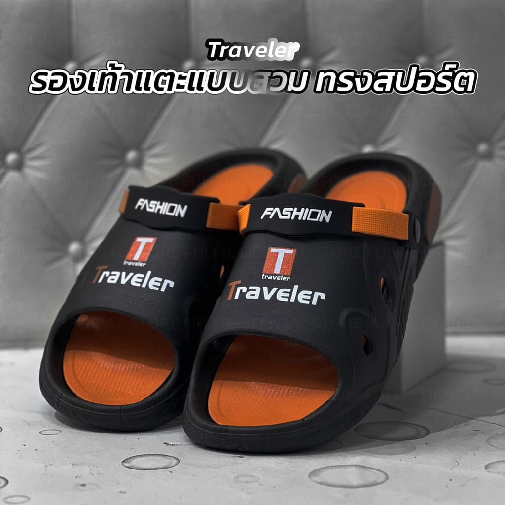 FULFIL รองเท้าแตะแบบสวมทรงสปอร์ต โลโก้ Traveler ทันสมัย น้ำหนักเบาใช้งานง่ายมีให้เลือก 2 สี รูปที่ 2
