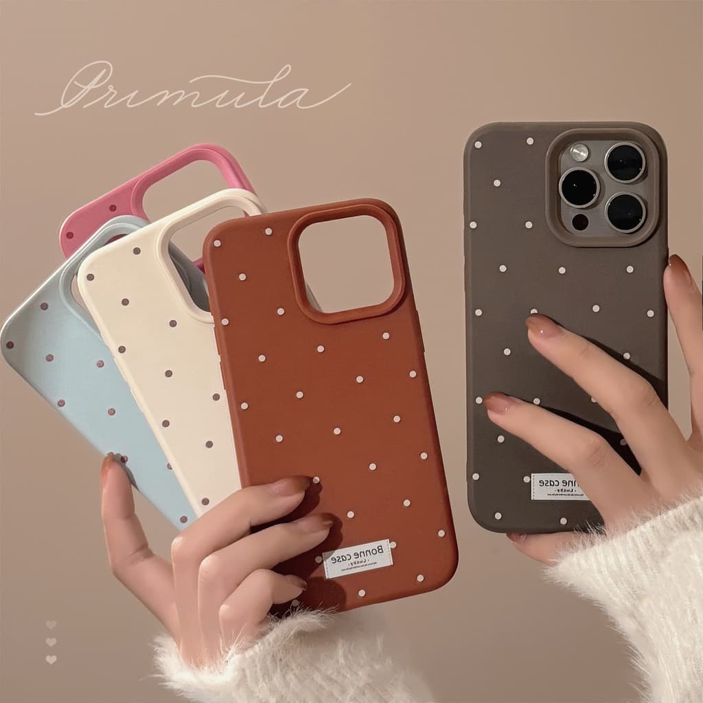 เคสโทรศัพท์ป้องกันฉลากจุดเรียบง่ายสีบริสุทธิ์ tpu สําหรับ apple iphone12 13 14 15 16pro max plus รูปที่ 1