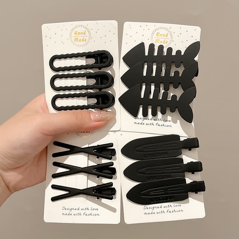3-6 ชิ้นชุดสีดํา Hairpins ชุดด้านข้าง Bangs คลิป 2024 ใหม่ One-word คลิปสาวอุปกรณ์เสริมผม รูปที่ 5