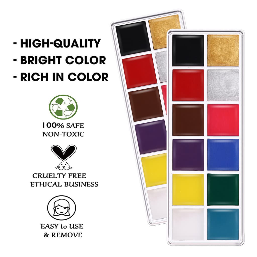 สีเพ้นท์หน้า การวาดหน้าเด็ก สีทาหน้าและร่างกาย มี12สี ทำความสะอาดง่าย เรืองแสง ของเด็กๆ รูปที่ 3