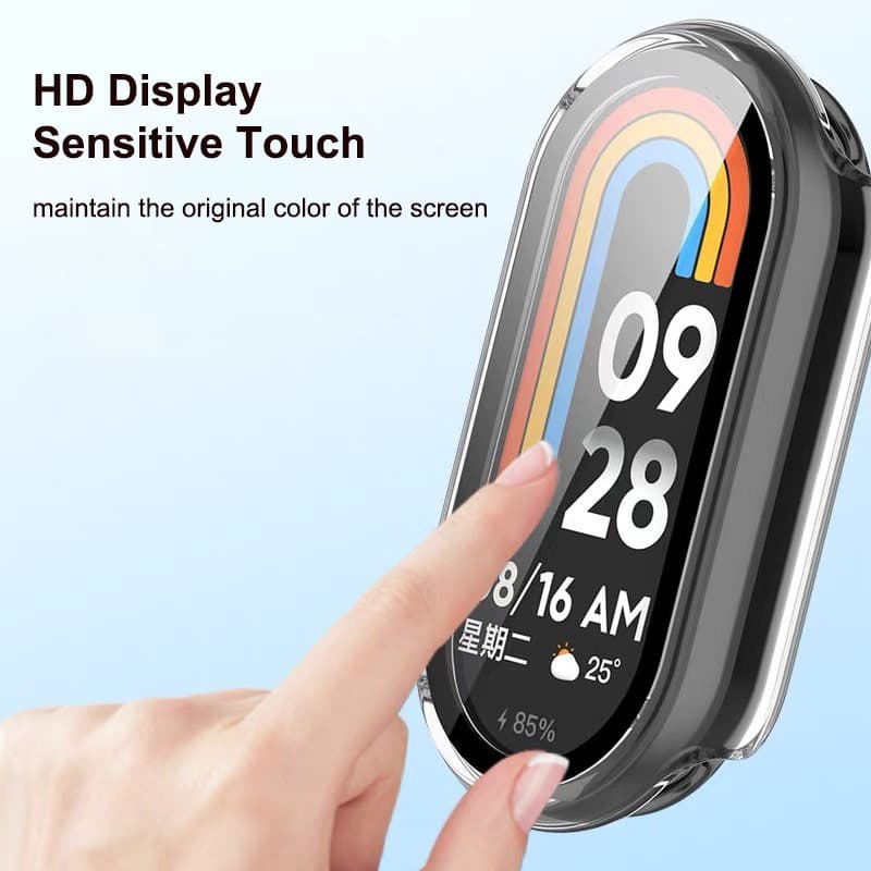 สายรัด Milanese +กรณีแก้วนิรภัยสำหรับXiaomi Mi Band 10 สายรัดนาฬิกานาฬิกากรณีป้องกันสำหรับ Mi Band 10 รูปที่ 7