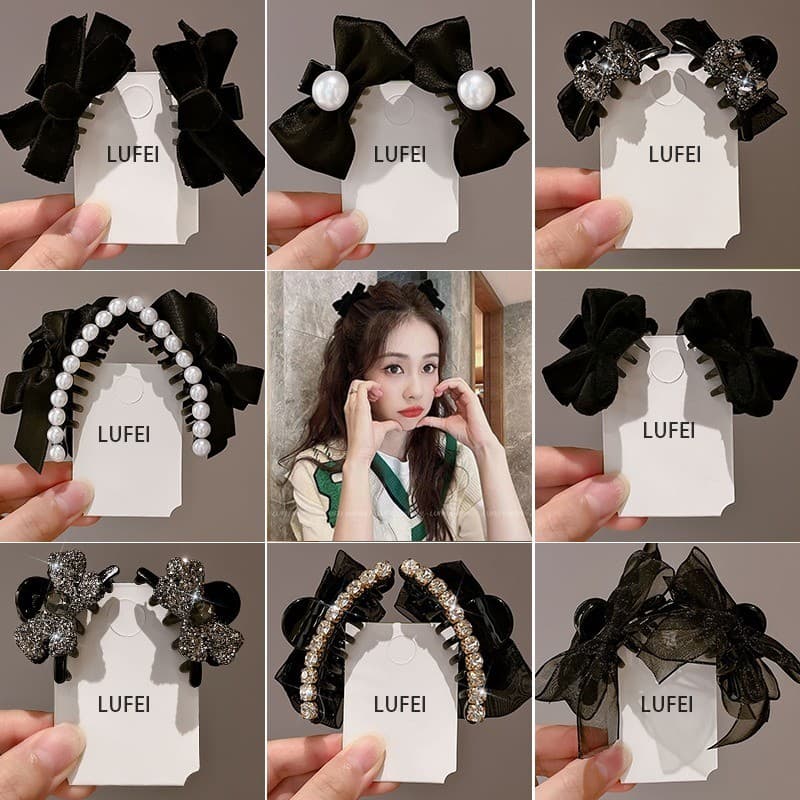 โบว์ขนาดเล็กและคลิปหน้าผากสำหรับผูกผมแบบเรียบ รูปที่ 3