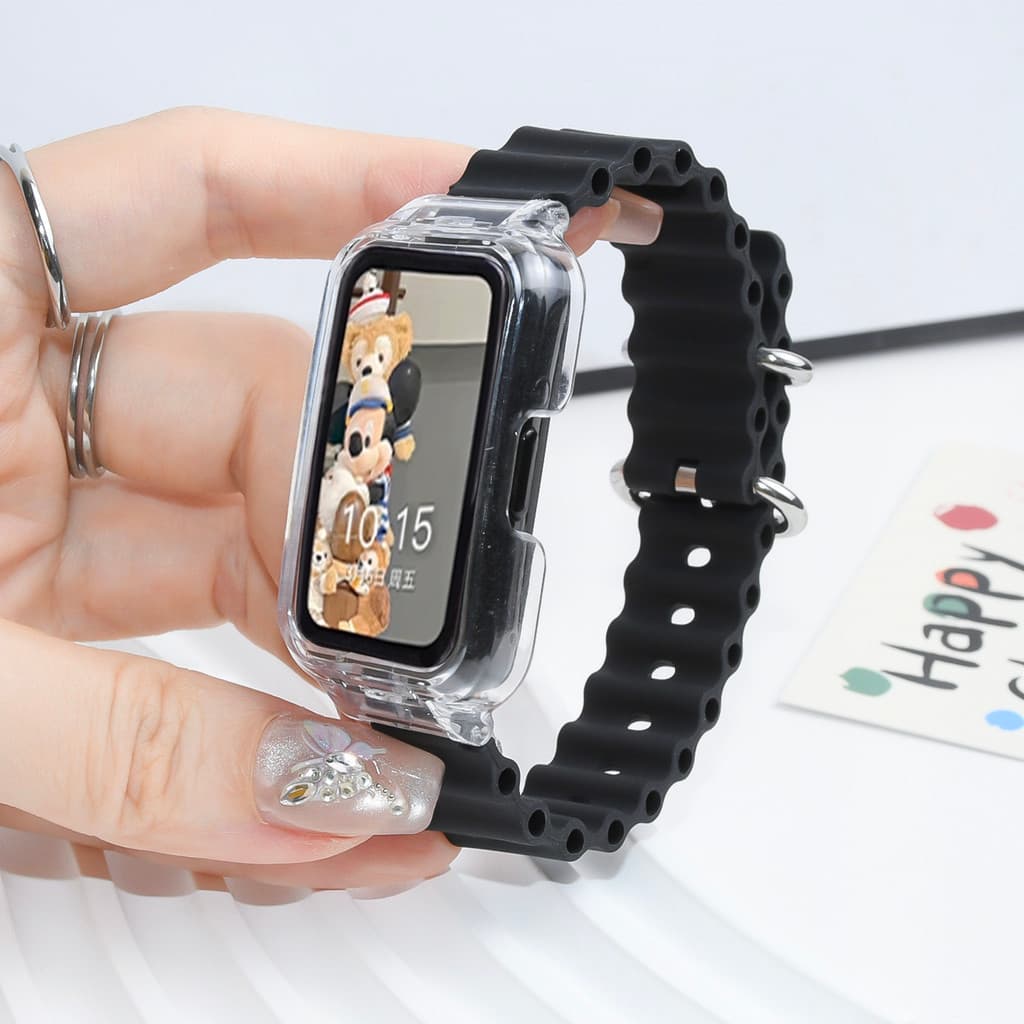 Ocean สายซิลิโคนสําหรับ Huawei Band 11 11Pro 10 / 9 / 8 / 7 / 6 / 6Pro SmartWatch สายรัดข้อมือกีฬา Bracelect สําหรับ Honor Band 10 9 7 6 อุปกรณ์เสริม รูปที่ 7