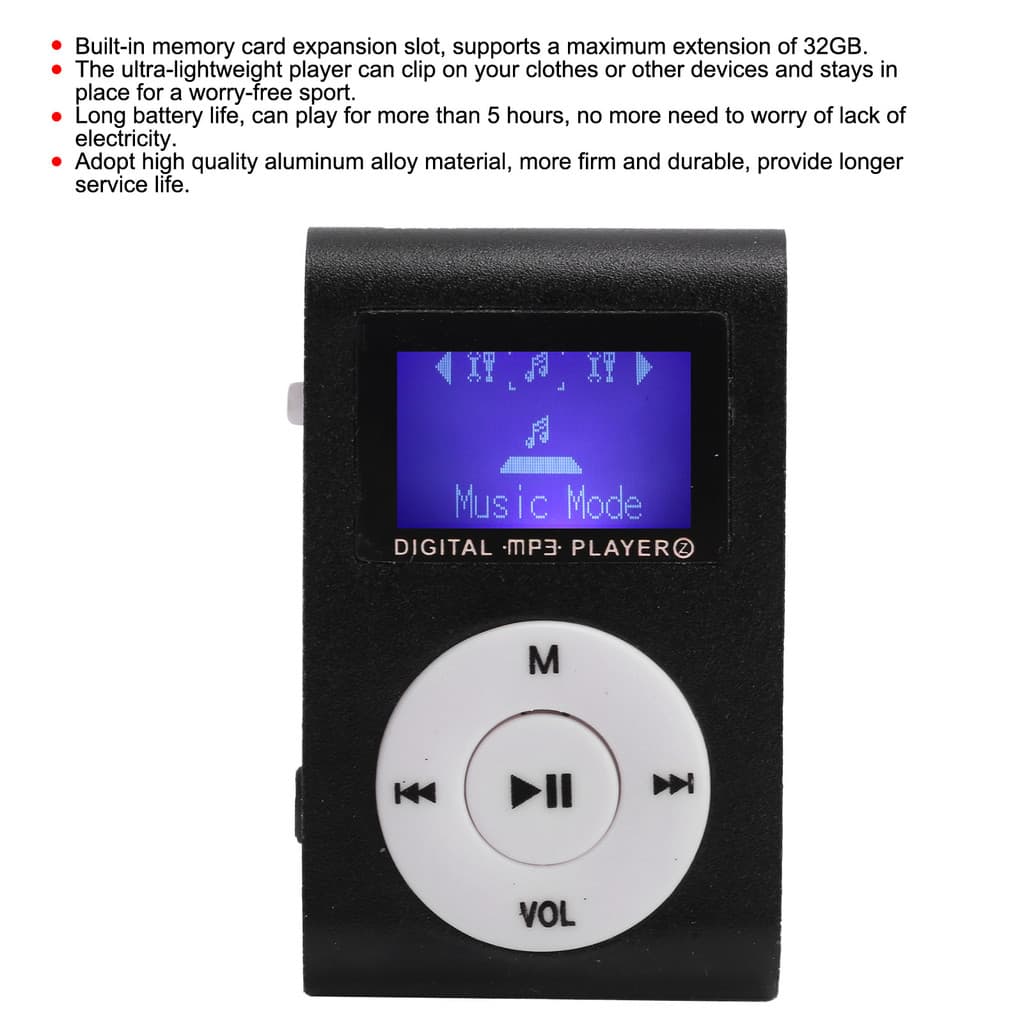 Spr- เครื่องเล่นเพลง MP3 ขนาดเล็กแบบพกพากีฬา BackClip หน้าจอ LCD MP3 รองรับการ์ดหน่วยความจํา รูปที่ 2
