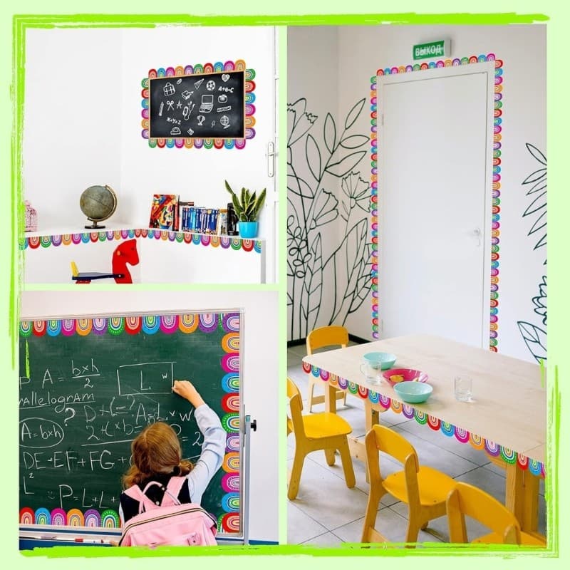 Cutep 10m สีสัน Bulletin Border Trim น่ารัก Bulletin Board Borders สติกเกอร์ Bulletin BOARD ตกแต่งสําหรับ Clas รูปที่ 7
