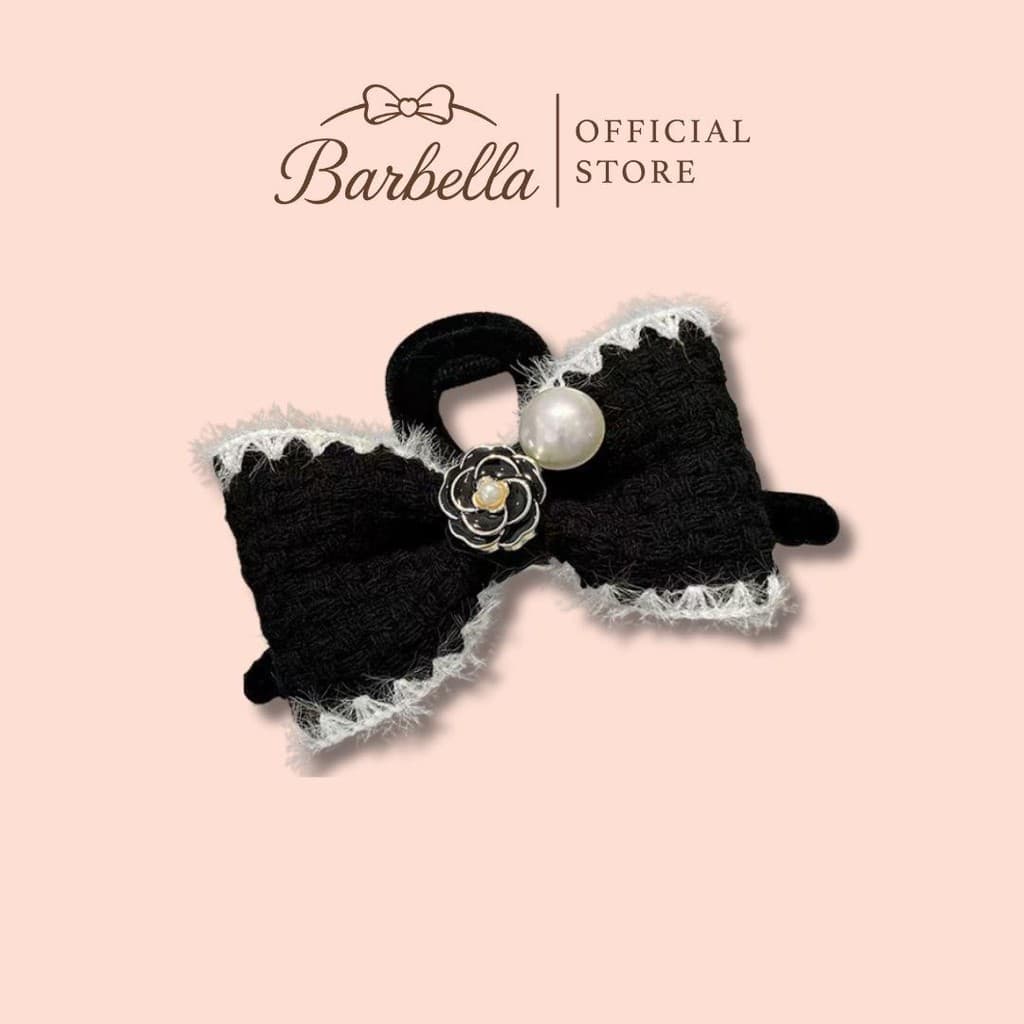 Barbella กิ๊บติดผมโบว์ผ้าทวีต กิ๊บหนีบผมแต่งมุกและดอกไม้หรู รุ่น Camelia Tweed รูปที่ 3
