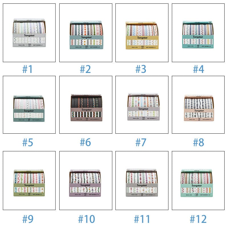 10 ม้วนกระชับ Grandenia Series เทปสติกเกอร์ตกแต่ง DIY วัสดุ Masking Tapes รูปที่ 4