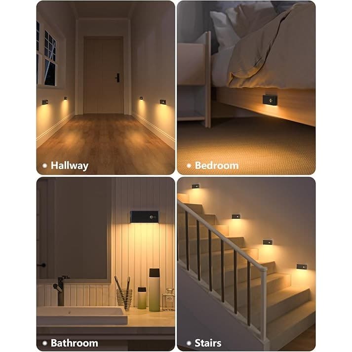 SPRISE Motion Sensor Night Light บันไดไฟในร่ม Warm White Magnetic LED Touch โคมไฟสําหรับห้องโถง, Stairway, ห้องน้ํา 1/3 แพ็ค รูปที่ 4