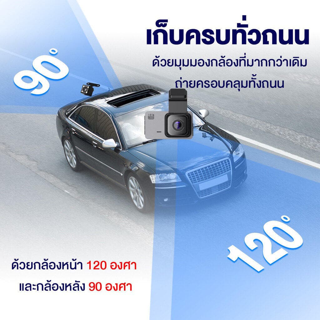 Monqiqi รับประกัน 3 ปี WIFI Dash Cam กล้องติดรถยนต์4k 1296P กล้องติดรถยน2023 2กล้อง มีมุมกว้าง170° ที่สุดของความคมชัด รูปที่ 3