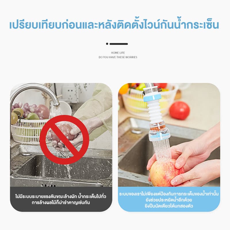 หัวกรองก๊อกน้ำ หัวก๊อกหมุนได้ กรองด้วยหินไมฟาน หัวกรองน้ำ ยืดได้ หมุนได้360 องศา กันน้ำกระเด็น รูปที่ 8