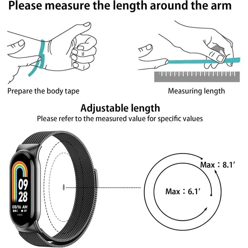 สายรัด Milanese +กรณีแก้วนิรภัยสำหรับXiaomi Mi Band 10 สายรัดนาฬิกานาฬิกากรณีป้องกันสำหรับ Mi Band 10 รูปที่ 3