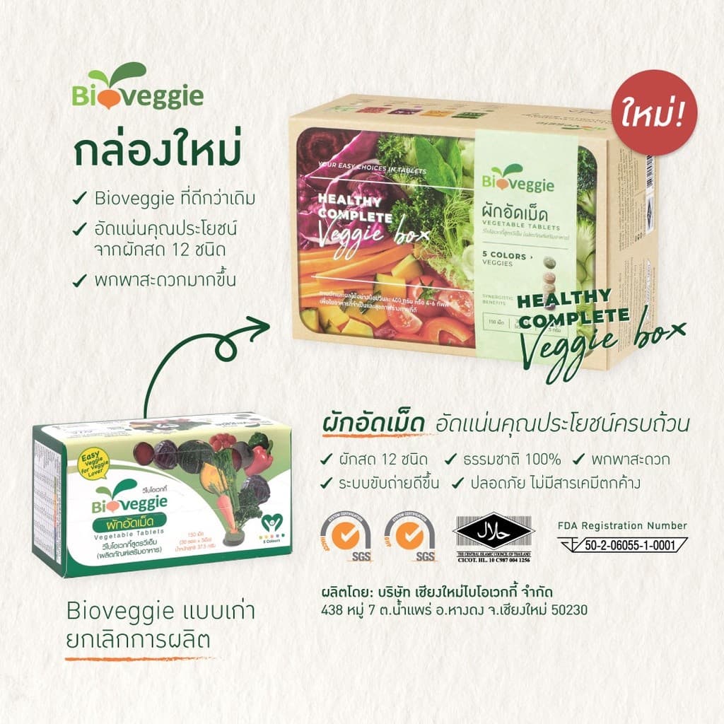 ผักเม็ด ผักอัดเม็ดไบโอเวกกี้ ผัก5สี 12 ชนิด แถมฟรี 3 ซอง ล็อตใหม่สุด รูปที่ 2