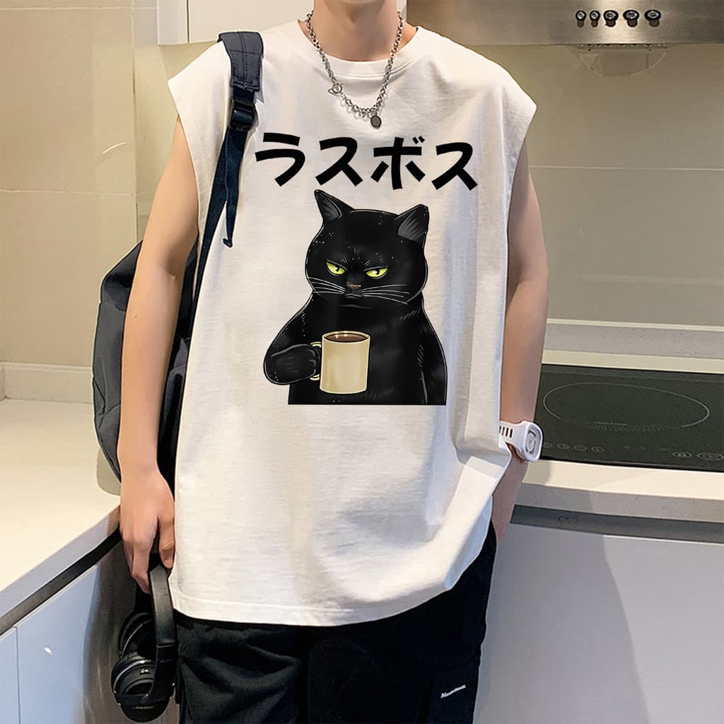 Sea.Tee เสื้อแขนกุด เสื้อผ้าผช oversize ผ้าฝ้าย 100% 'เสื้อ cat' S-3XL รูปที่ 1
