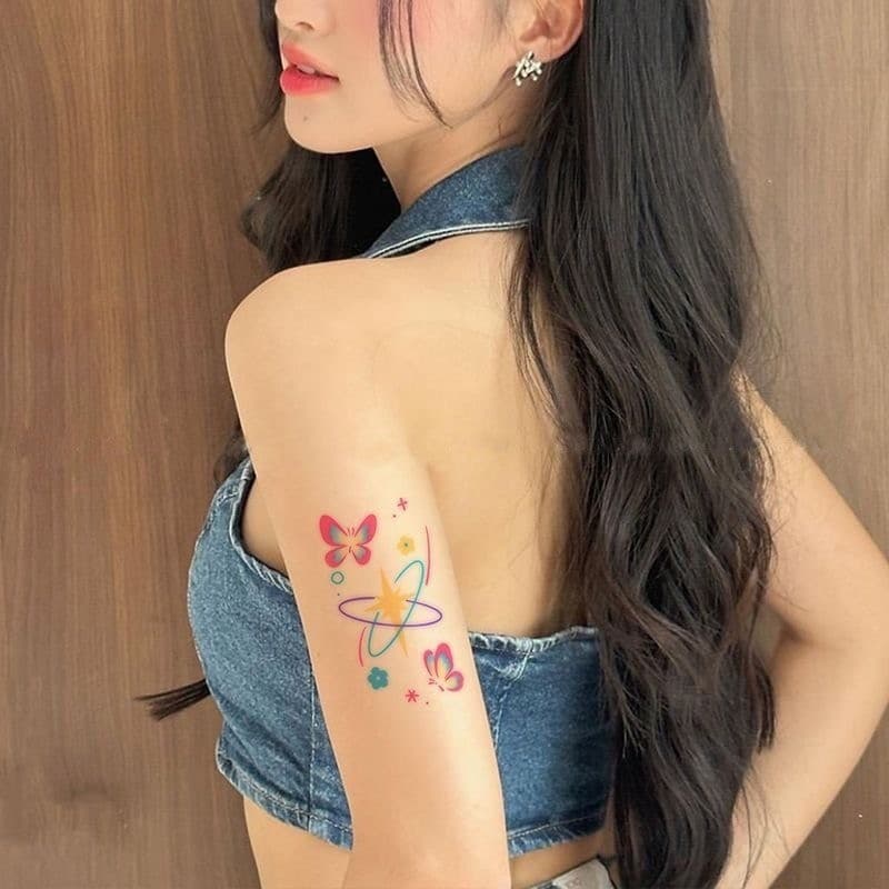 สติกเกอร์รอยสักกันน้ํา ติดทนนาน 7 วัน ลายสาวเซ็กซี่ สําหรับไหล่และวันหยุด รูปที่ 8