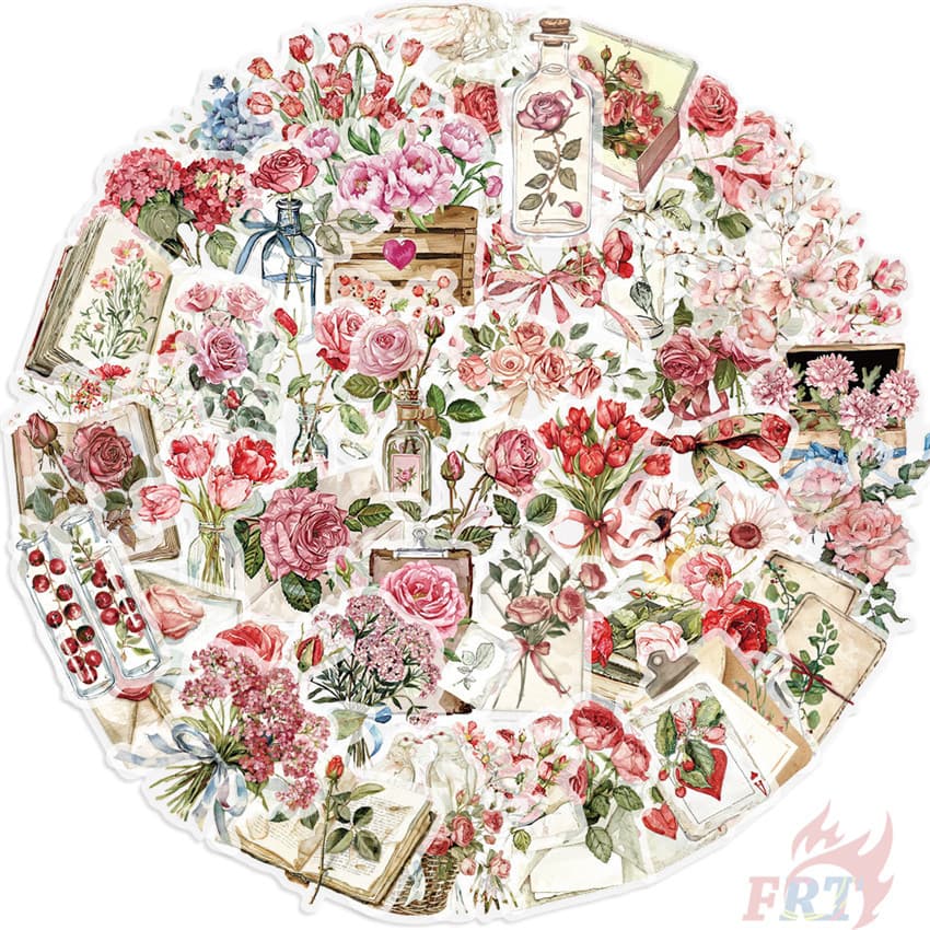 สติ๊กเกอร์สัตว์เลี้ยงดอกไม้และตัวอักษร 50 ชิ้น/เซ็ต DIY แฟชั่นสติ๊กเกอร์กันน้ํา Doodle สติ๊กเกอร์ รูปที่ 5
