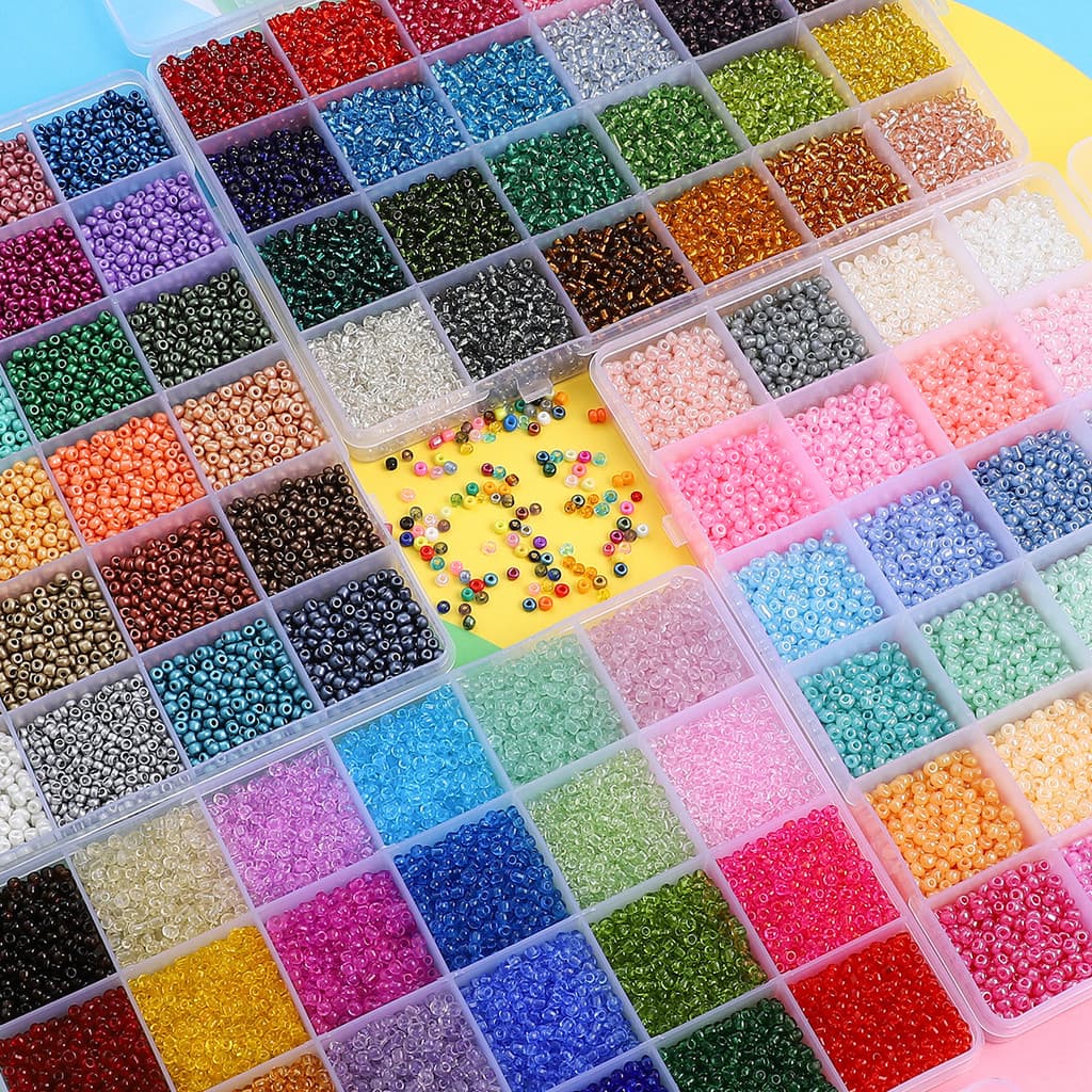สีทึบ/โปร่งใส/ไข่มุก/ครีมข้าวลูกปัดชุดกล่อง24สีลูกปัดวัสดุกล่อง3มิลลิเมตรข้าวลูกปัดชุดกล่อง ทําเอง ทําด้วยมือ รูปที่ 5