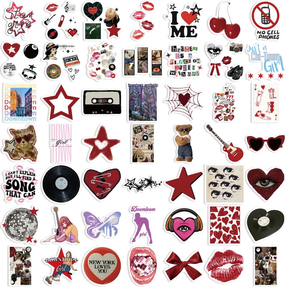 Downtown Y2K Girls INS sticker สติกเกอร์กันน้ำรูปแบบที่แตกต่างกัน 50ชิ้น รูปที่ 5