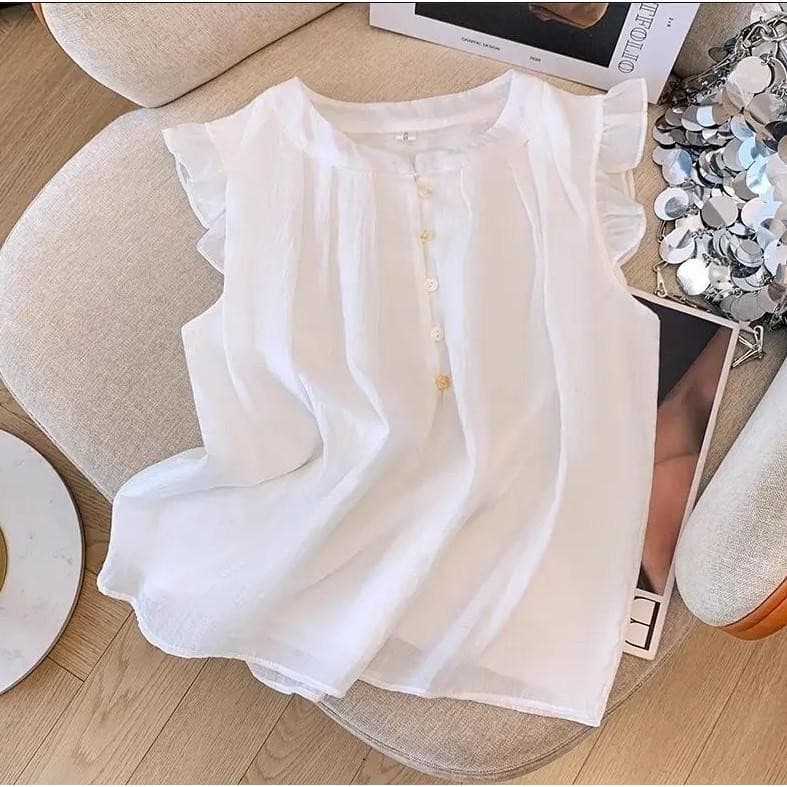 Dahong W641 เสื้อเชิ้ตผ้าชีฟองไซส์ใหญ่ สำหรับผู้หญิง เสื้อเชิ้ตทรงบาบี้อเนกประสงค์สำหรับฤดูร้อนดีไซน์เสื้อจีบ รูปที่ 2