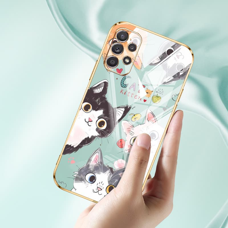 SAMSUNG ปลอกสําหรับsamsung Galaxy A23 A32 A52 A72 4G 5G A33 A53 A73 M32 A52S 5GรอบEyed CatหรูหราElectroplating Anti Dropเคสโทรศัพท์แบบนุ่ม รูปที่ 9