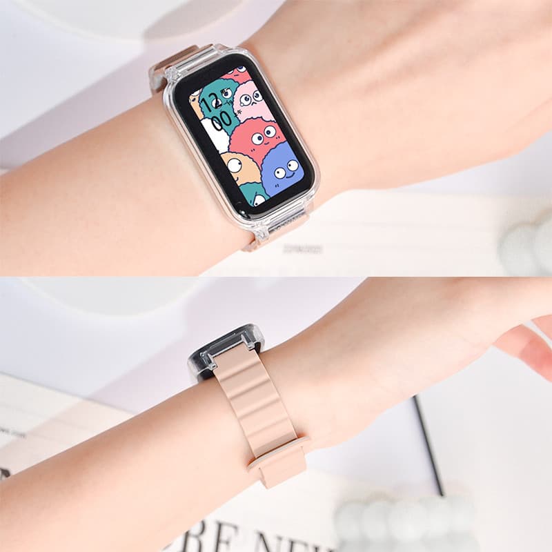 ซิลิโคนสายรัดห่วงแม่เหล็กพร้อมเคสสําหรับ Redmi smart Band 3 2 สร้อยข้อมือซิลิโคนอ่อนนุ่มสําหรับ Xiaomi Band 9 Active / 8 Active รูปที่ 3