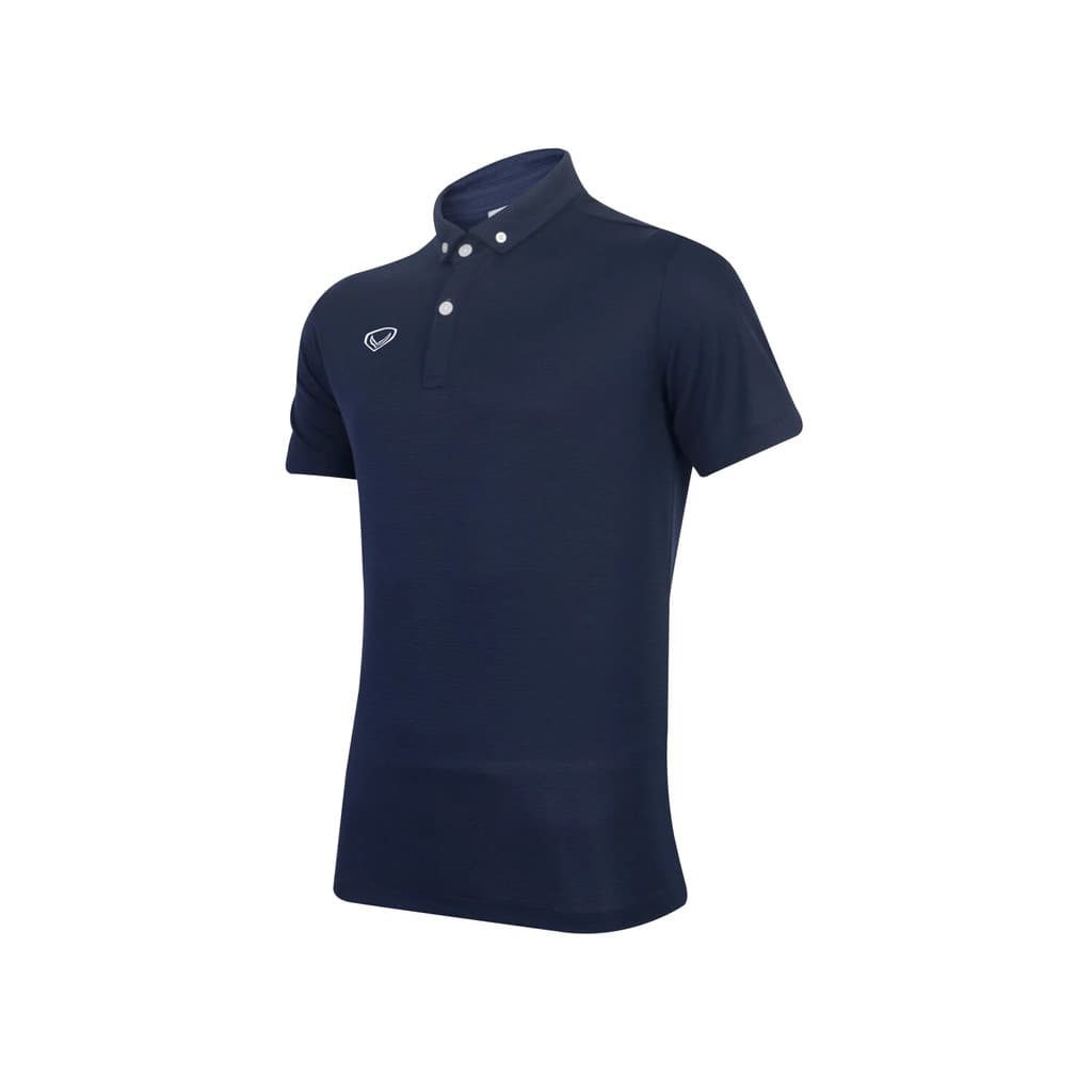 Grand Sport เสื้อโปโลแกรนด์สปอร์ต เสื้อทำงาน ใส่สบาย ไม่ต้องรีด สีล้วน รหัส 12-261 ดำ กรม รูปที่ 4
