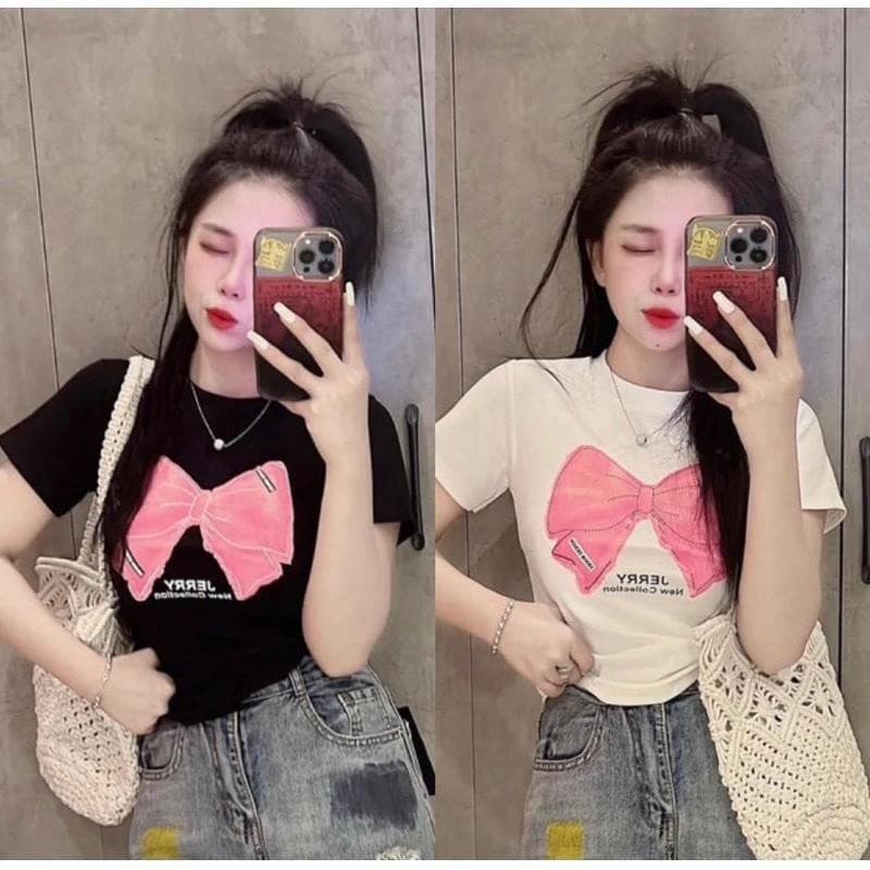 เสื้อยืดแขนสั้นผู้หญิง สไตล์เรโทร พิมพ์ลายฤดูร้อน ใส่สบาย อินเทรนด์ เหมาะสำหรับสตรีท ท็อป รูปที่ 1