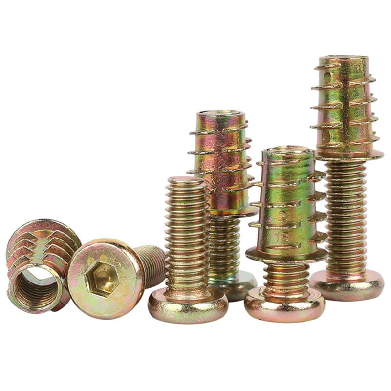 เฟอร์นิเจอร์สกรู Fastener ด้ายด้านนอกด้านใน Nut M6-M8 เตียงเชื่อมต่อตารางเก้าอี้ตู้ไม้ฝัง Nut อุปกรณ์เสริม M6M8 รูปที่ 5