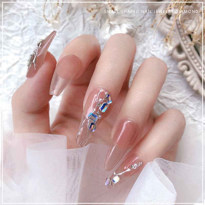 เล็บตกแต่งเล็บเพชร DIY สติ๊กเกอร์ติดเล็บ Rhinestone คริสตัล Mini ขนาดด้านล่างแบน 100 ชิ้น KOUDAN รูปที่ 5