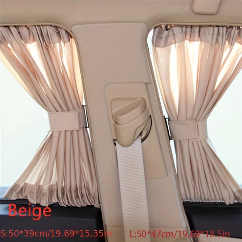 2pcs Universal รถ Sun Shade ด้านข้างหน้าต่างผ้าม่านอัตโนมัติพับ Uv ป้องกันสีดําผ้า Sun Visor ผ้าม่านรถ-Styling รูปที่ 1