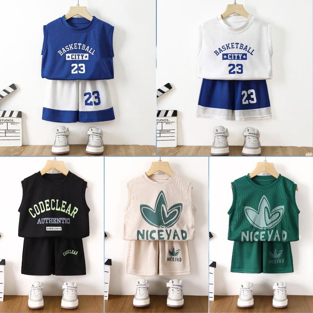 เสื้อแขนกุดเด็ก ชุดกีฬาเด็ก เซทเสือ+กางเกงขาสัน ใส่สบายๆ เหมาะสำหรับ2-8ปี DA-Q รูปที่ 2