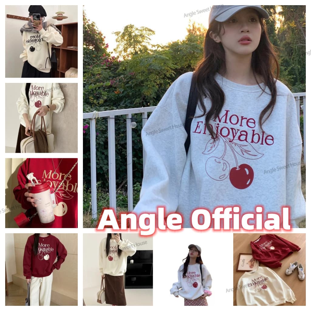 Angle Official เสื้อฮู้ดคอกลมโอเวอร์ไซซ์ผู้หญิง สไตล์เกาหลีเรียบง่าย อบอุ่นและสวมใส่สบาย C07 รูปที่ 4