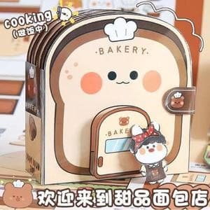 หนังสือของเล่น รูปการ์ตูนวาฟเฟิล ขนมปัง ไก่ทอด ขนมขบเคี้ยว แฮนด์เมด DIY สําหรับเด็ก รูปที่ 9