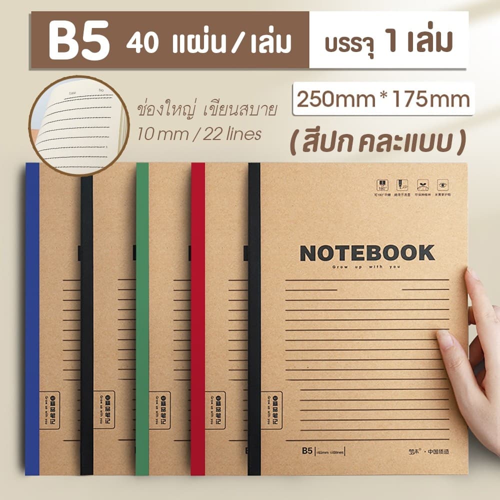 สมุดโน้ต ปกคราฟท์ A5/B5 สมุดปกสีน้ำตาล สมุดจดรายงาน กระดาษถนอมสายตา | มีเส้นบรรทัด) | สไตล์มินิมอล รูปที่ 9