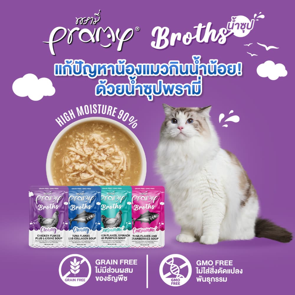 Pramy Broths อาหารเปียกแมว พรามี่ ซุปแมว น้ำแมว กระตุ้นการทานน้ำ สูตร ไก่ ปลา ขนาด 40g รูปที่ 5
