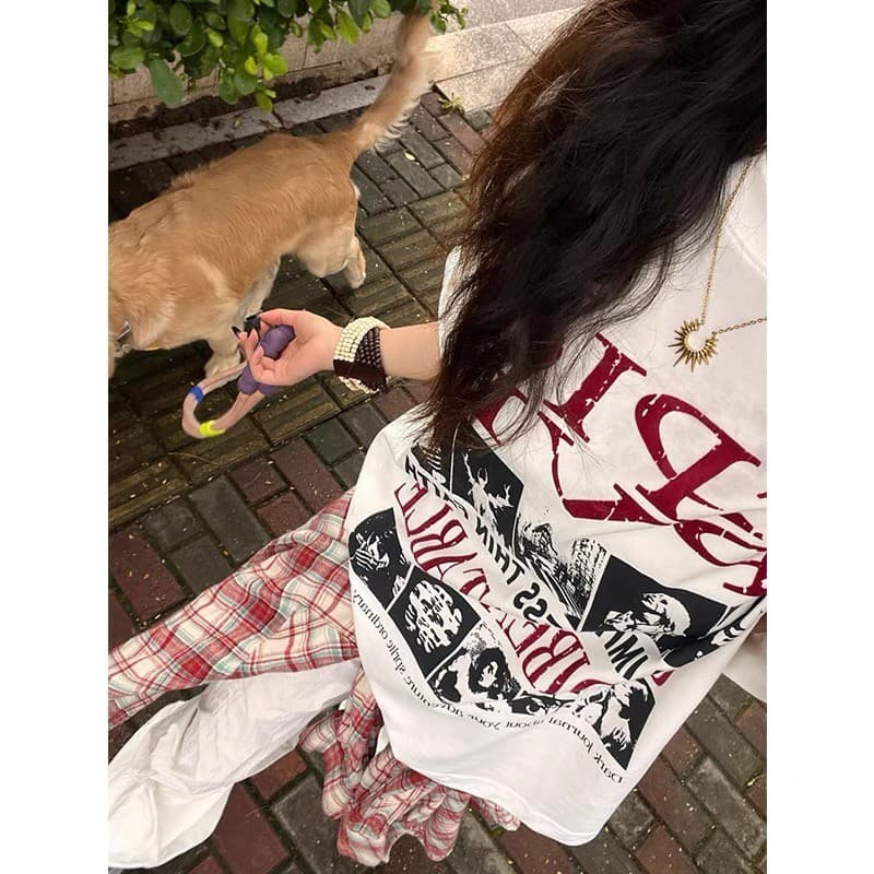 COD MAO Shop เสื้อoversize เสื้อยืดลําลอง แขนสั้น คอกลม พิมพ์ลายตู้เสื้อผ้า พิมพ์มือ ผ้าโพลีเอสเตอร์ รูปที่ 7
