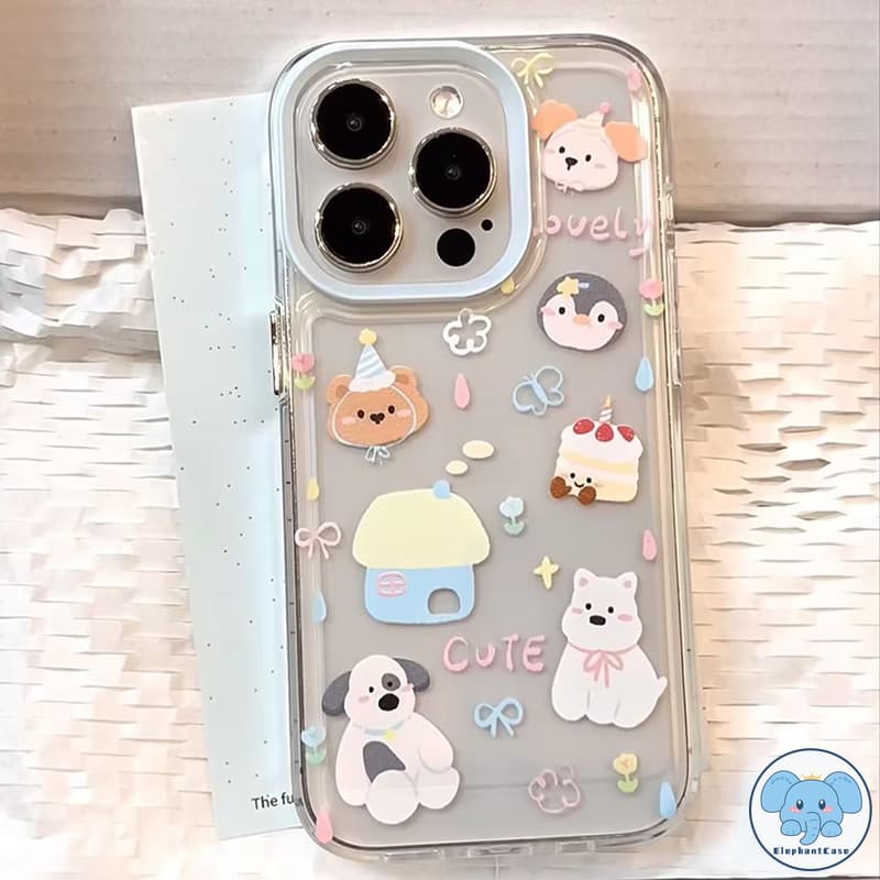 น่ารักลูกแมวลูกสุนัขเข้ากันได้เคสไอโฟน 11 16 15 Pro Max 14 12 13 Pro Max XS XR X Max 7 15 14 8 Plus SE การ์ตูนช้างหมีเคส รูปที่ 7